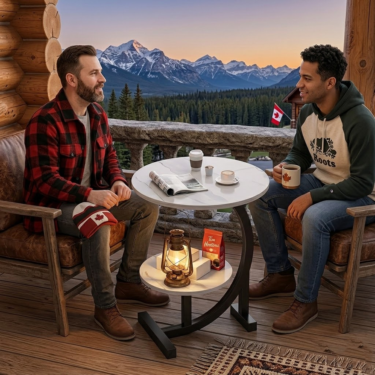 NATG307 Luxury solid wood round coffee table with double-layer design, 1 unit - Image 1