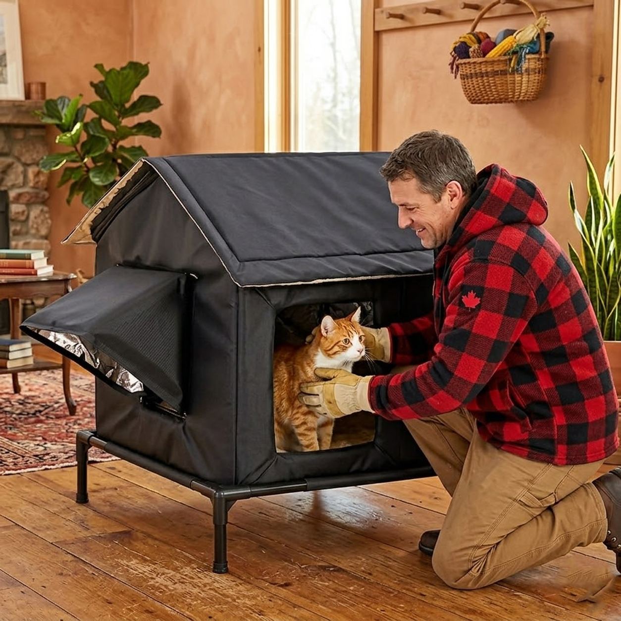 NATG308 All-season outdoor cat house with elevated base, 1 unit - Image 1
