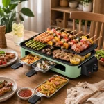 Electric indoor grill with 2-in-1 cooking plates, 1 unit