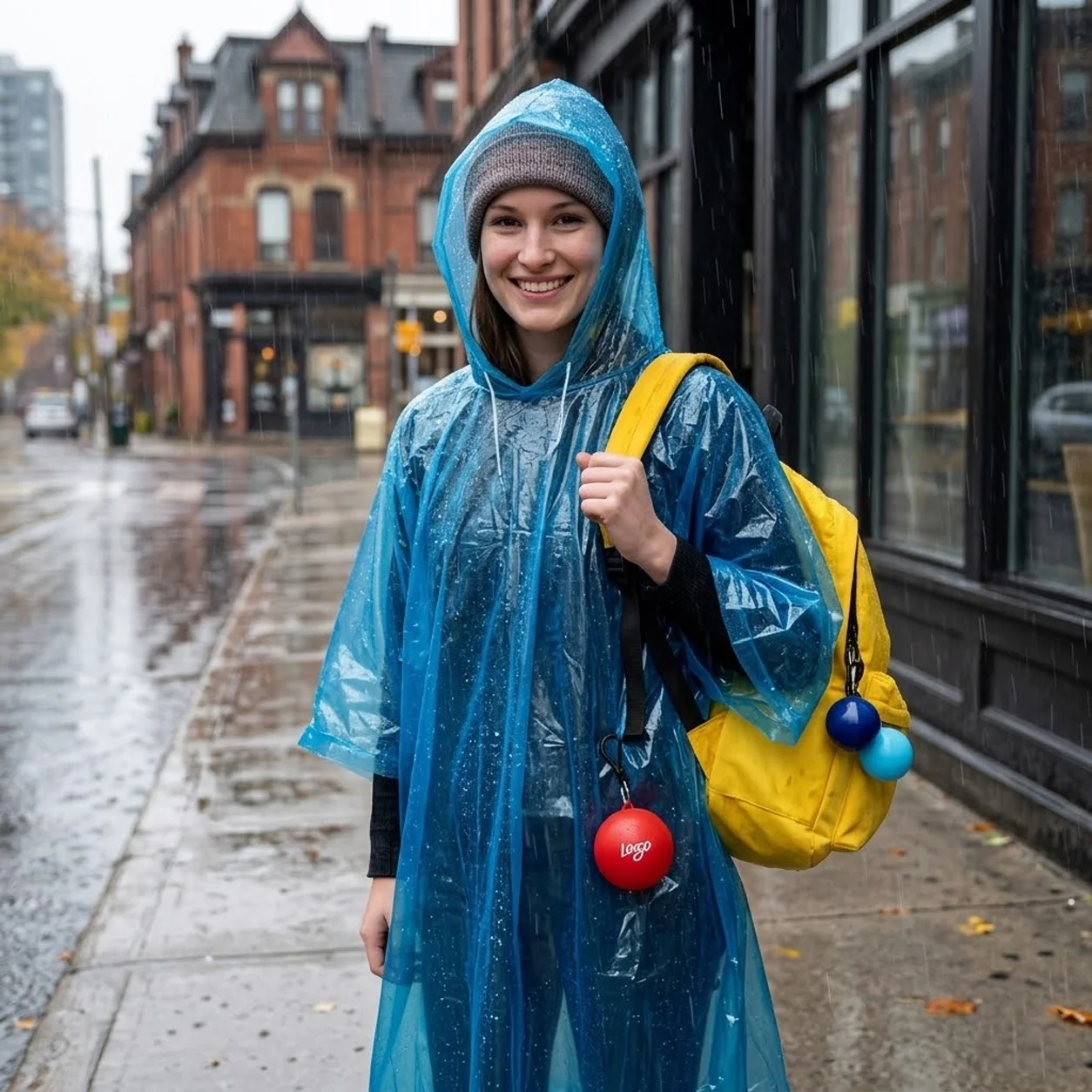 NATG321 Mini raincoat set with keychain ball, 6 pack - Image 1