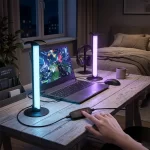 USB gaming headset stand with colorful LED lighting, 2 pack