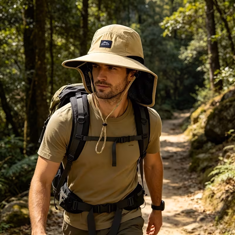 Summer Outdoor Sun Protection Bucket Hat with Neck Guard (1)