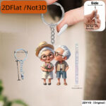 2D flat, 2D plane, old couple acrylic car keychain, 1 unit - Image 4