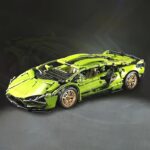 Green supercar building block toy set, 1488 piece set