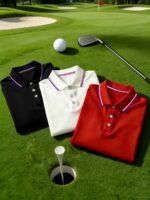 Men’s solid colour short sleeve casual polo shirts, 3 pack - Image 2