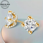 Elegance 18K gold plated 925 silver earrings with 2 carat moissanite, 1 unit - Image 11