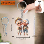 2D flat, 2D plane, old couple acrylic car keychain, 1 unit - Image 6