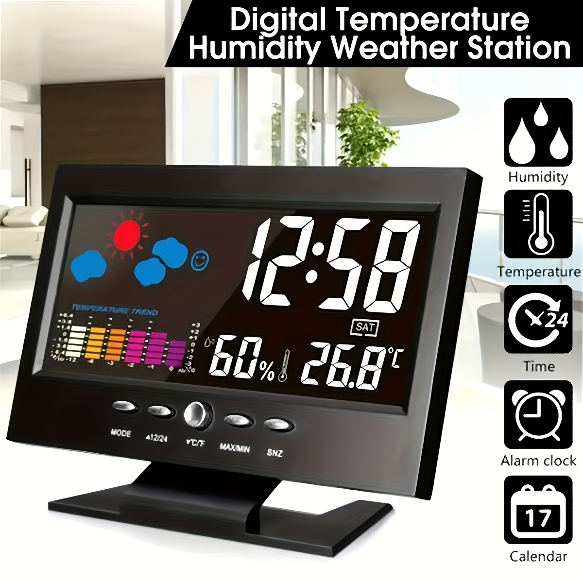 fa705c1d-4dc1-40d2-9c22-a6ab1e1be226.jpg Multifunctional LED digital calendar clock, 1 unit - Image 1