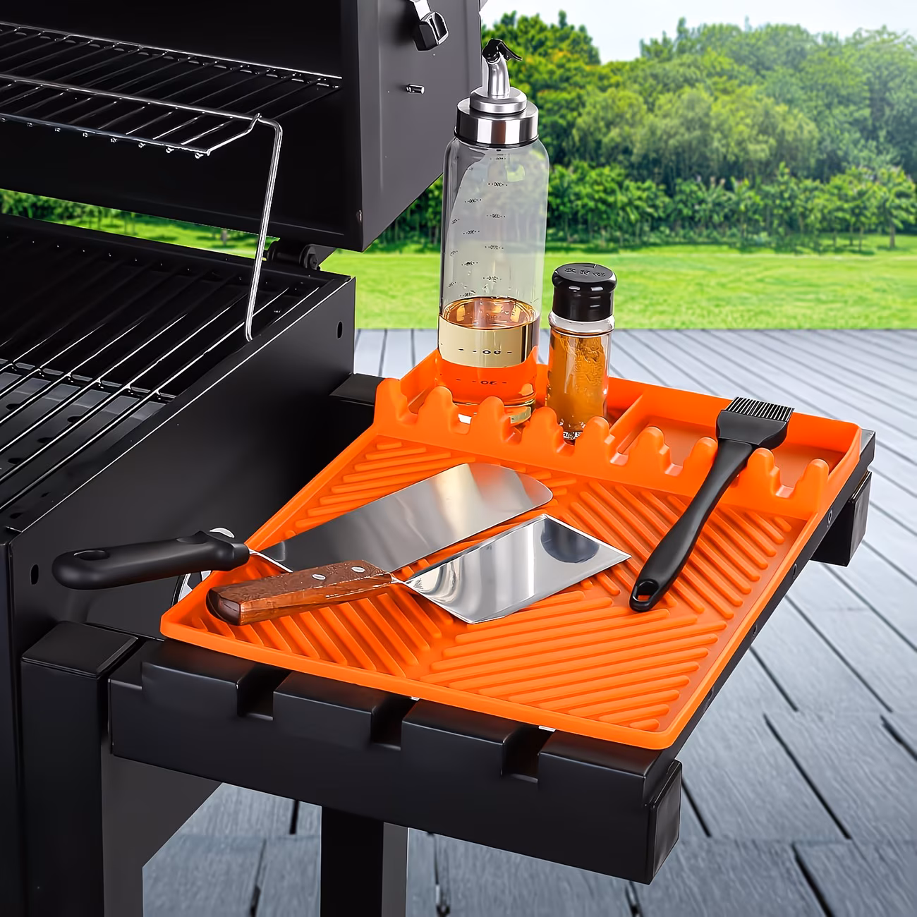 Blackstone Grill Mat with Drip Tray – Heat-Resistant Silicone BBQ & Kitchen Counter Protection Pad