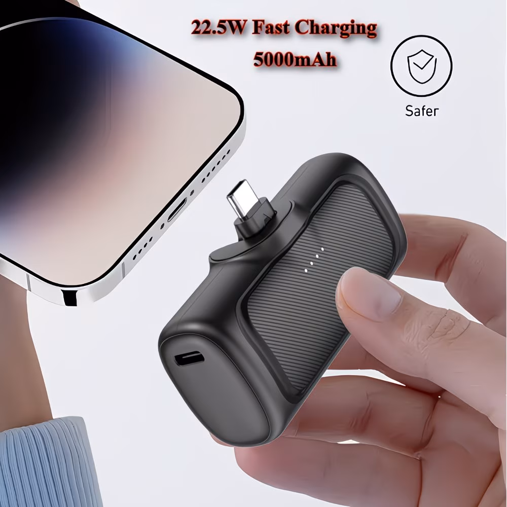 22.5W Fast Charge 5000mAh Compact Power Bank – USB-C Portable Mobile Energy Backup for All Devices