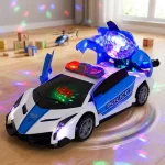 Transforming police car toy, lights and sound, 1 unit