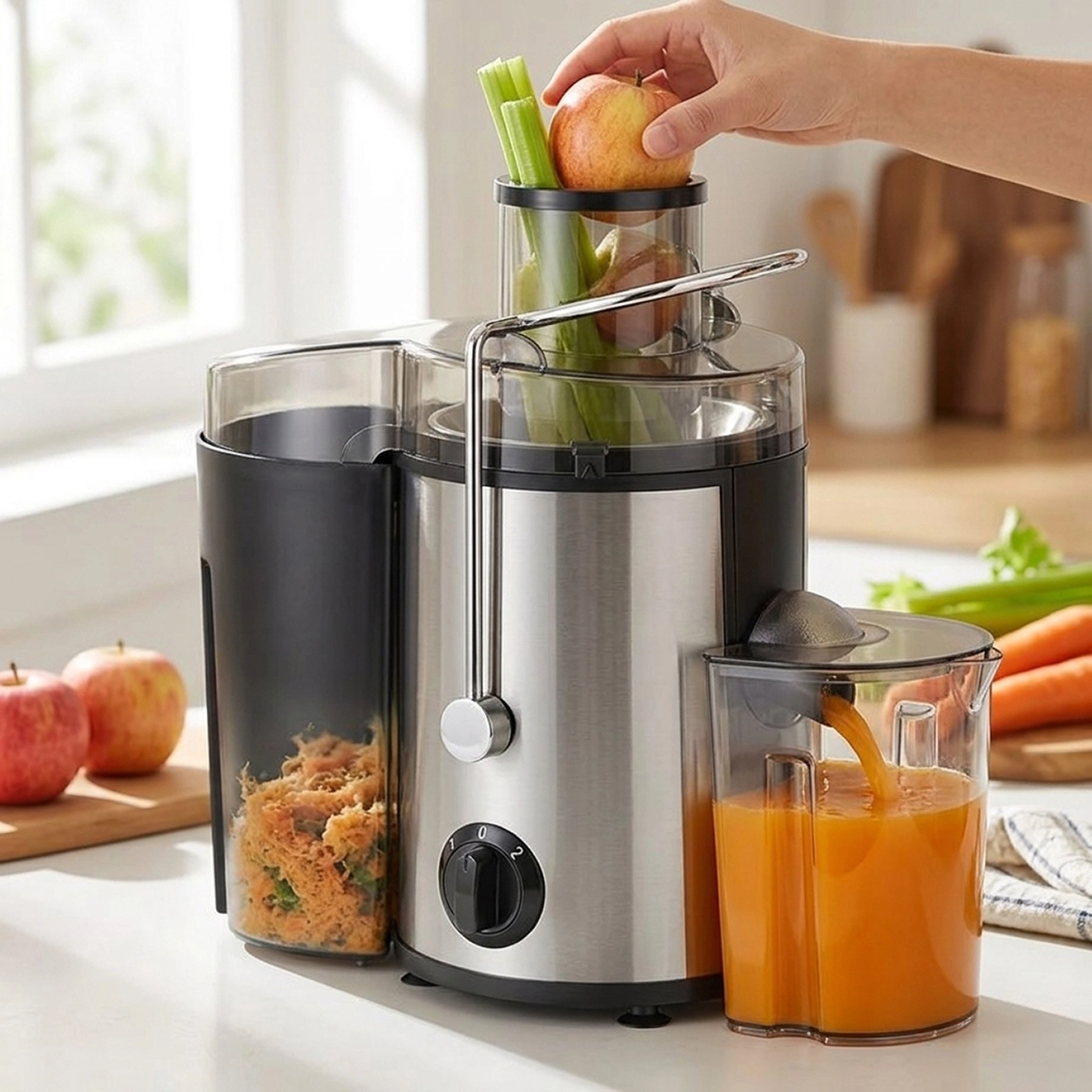 NATG413 500W high-power stainless steel centrifugal juicer, 1 unit - Image 1