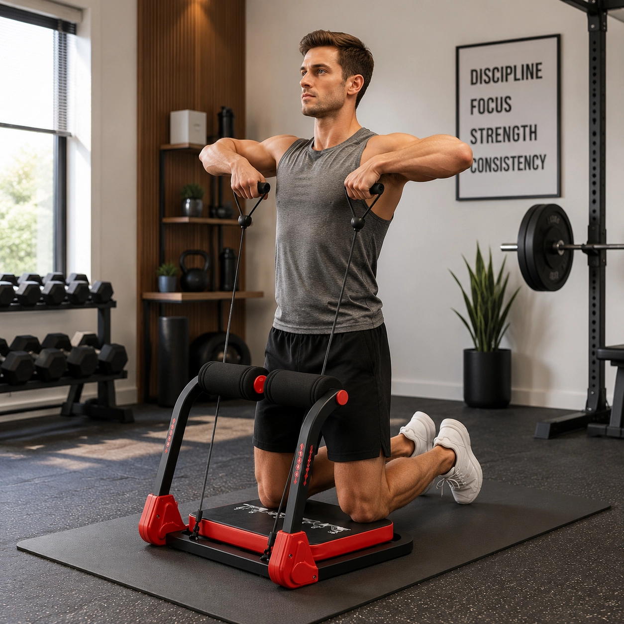 NATG414 Folding ab trainer with resistance bands, 1 unit - Image 1