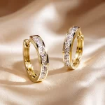 Korean style square zirconia hoop earrings, 1 unit