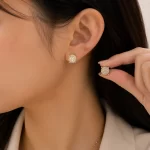 Vintage k-plated rhinestone stud earrings, 1 pair pack