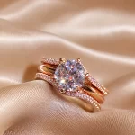 Classic luxury six-prong knurled CZ engagement ring, 1 unit