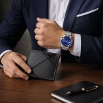 Men's luxury quartz watch & wallet gift set elegant business accessories, 1 unit