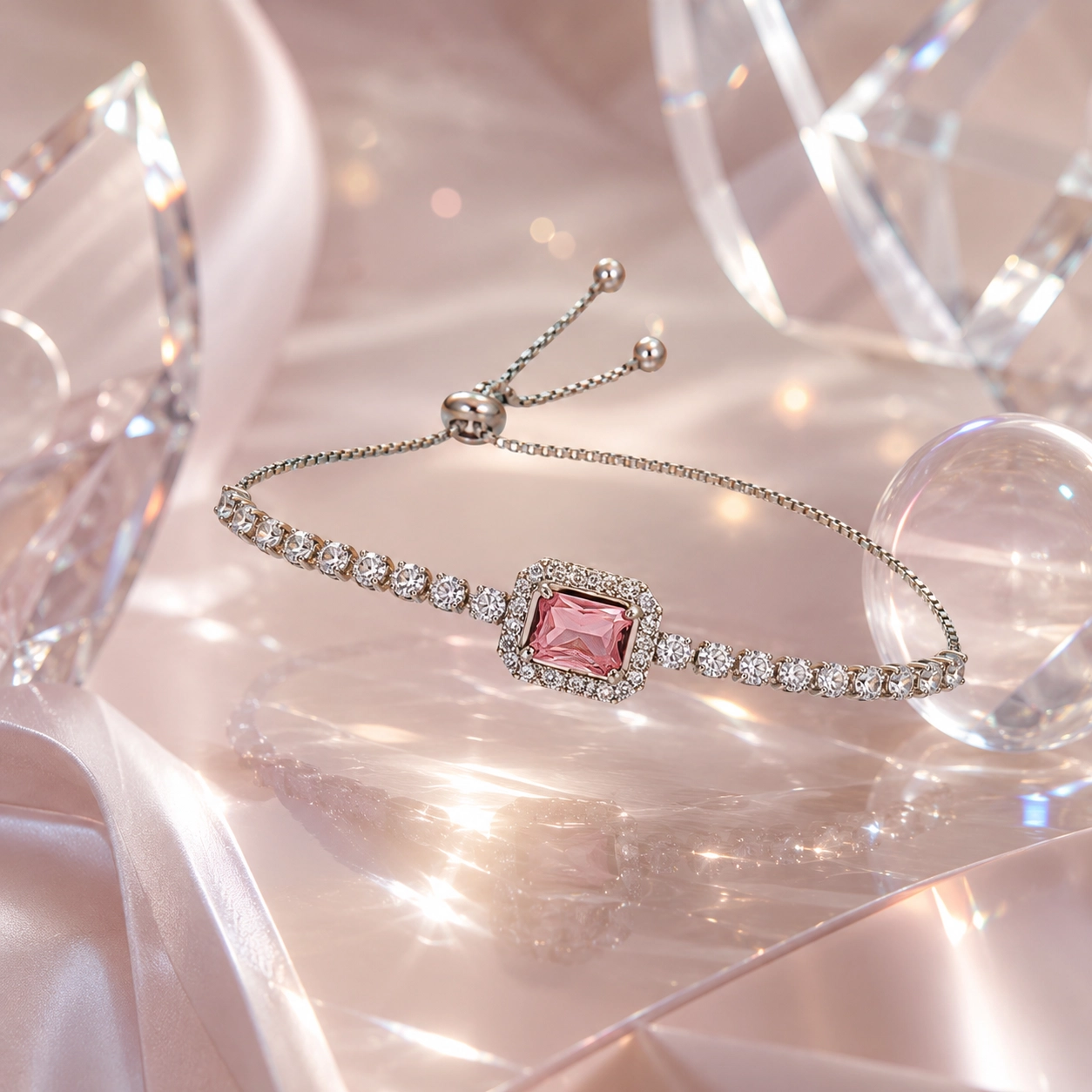 NATG461 Square sugar cube crystal bracelet elegant women's wrist jewelry, 1 unit - Image 1
