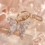 Crystal butterfly keychain sparkling rhinestone bag charm, 1 unit