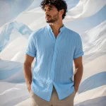 Pearson men’s summer stand collar short sleeve shirt, 1 unit