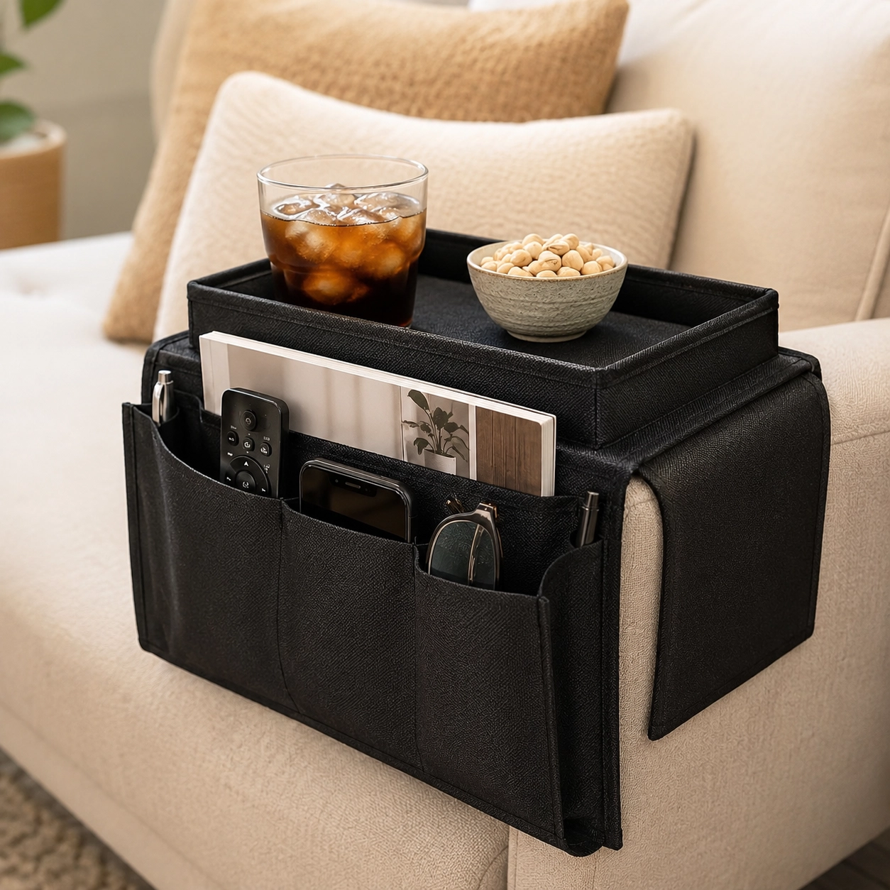 NATG468 Sofa armrest organizer with built-in tray multi-compartment, 1 unit - Image 1