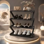 Fashion warm color 4-Layer z-shaped shoe rack plastic, 1 unit