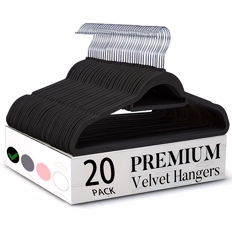 Velvet Non-Slip Clothes Hangers Set – 360° Rotating Hooks for Space-Saving Wardrobe Organization