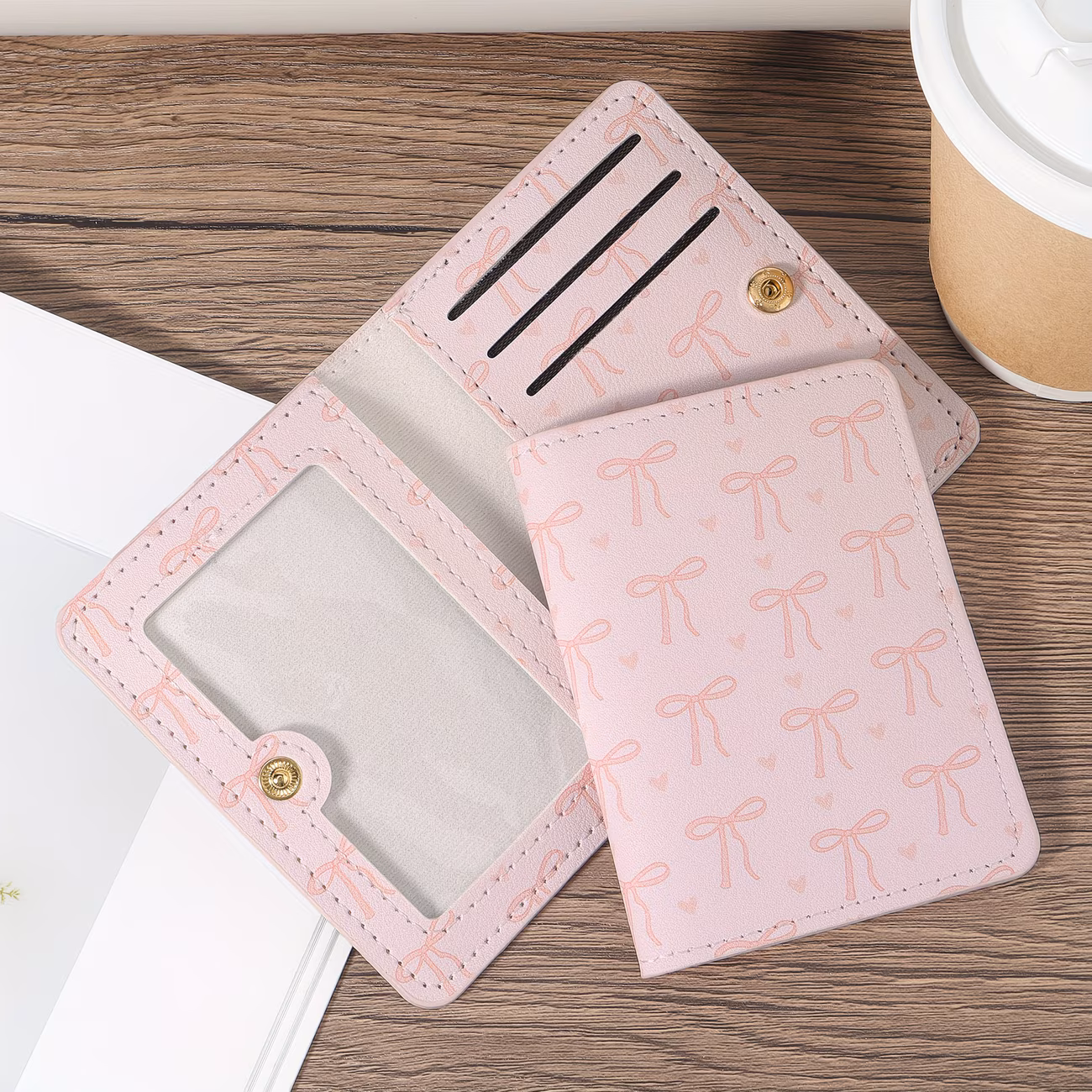 Women’s Slim Foldable Card Wallet – Compact Bright Credit Card Holder with Snap Closure for Everyday Carry