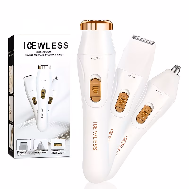 3-in-1 Women’s Electric Hair Removal Kit – USB Rechargeable Facial & Body Trimmer for Smooth, Pain-Free Grooming