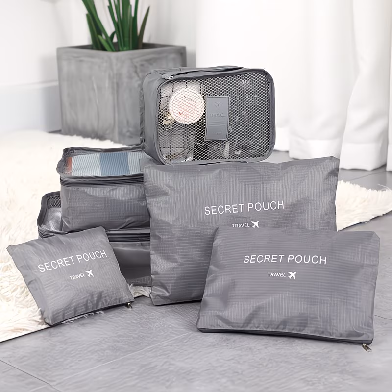 6PCS Travel Storage Set Clothing Organizer Bags Lightweight Packing Cubes Suitcase Organizer Set for Travel Luggage & Closet Organization
