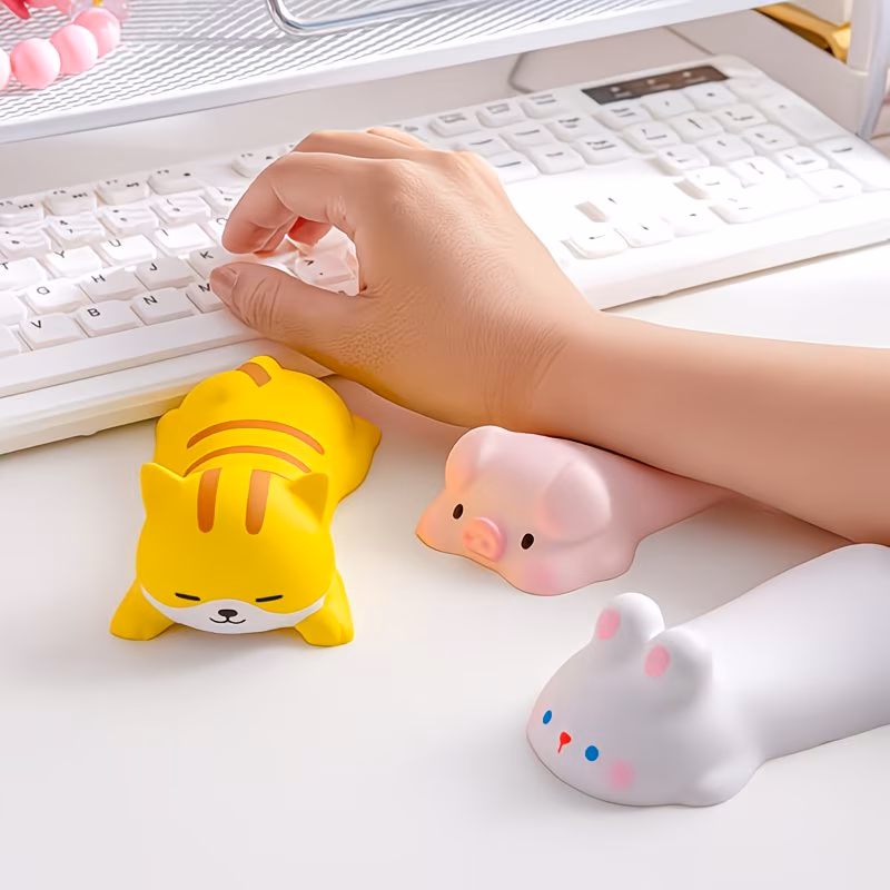 Ergonomic Wrist Rest Support with Cute Slow Rising Mouse Pad for Computer Desk and Office Supplies
