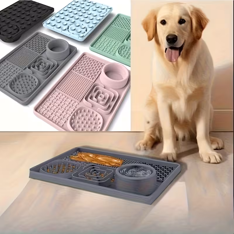 Powerful Suction Cup | 6-In-1 Multifunctional Pet Slow Feeding Lick Mat – Alleviates Anxiety And Promotes Health