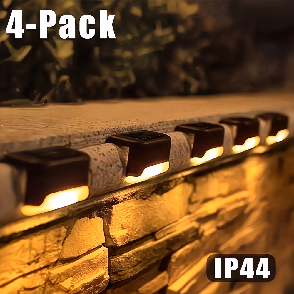 4pcs Set, Solar Deck Lights, Outdoor Solar Step Lights, Super Bright LED Smart Lights