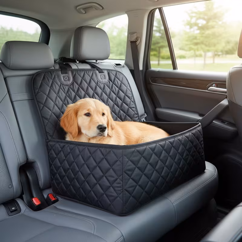 Two-Piece Pet Car Travel Seat and Seat Belt Set – Secure Travel for Medium & Large Dogs
