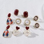 5-Pair Vintage Faux Pearl Gold-Plated Earrings Set for Women - Image 8