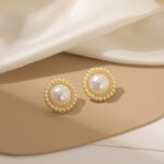 5-Pair Vintage Faux Pearl Gold-Plated Earrings Set for Women - Image 6