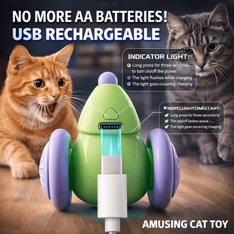 Interactive Electric Mouse Cat Toy – USB Rechargeable Anti-Tipping Toy for Kittens & Cats