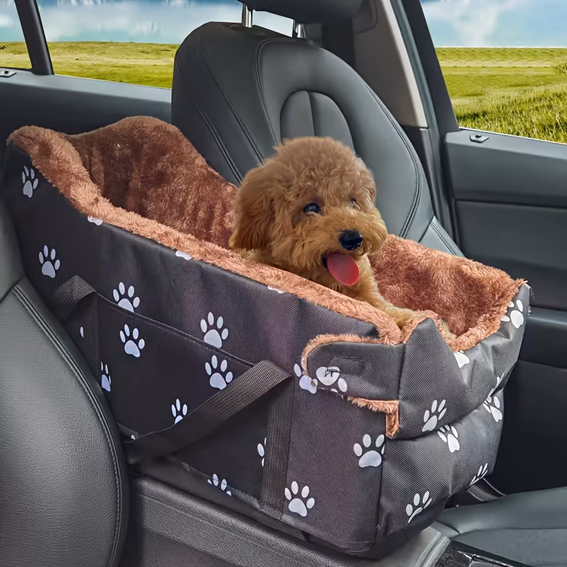 Cozy Pet Car Armrest Nest – Portable Small Dog & Cat Console Bed for Travel Comfort
