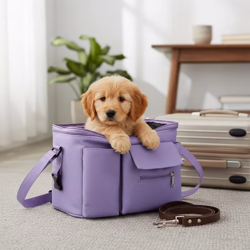 Portable Dog & Cat Stroller Bag – Crossbody Cart Storage with Multiple Pockets