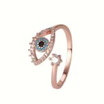 Adjustable Evil Eye Cubic Zirconia Open Ring for Women - Image 2