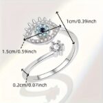 Adjustable Evil Eye Cubic Zirconia Open Ring for Women - Image 4