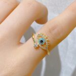 Adjustable Evil Eye Cubic Zirconia Open Ring for Women - Image 9
