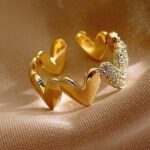 Adjustable Gold Heart Open Ring for Women