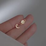 Asymmetrical Planet & Moon Stud Earrings for Women - Image 5
