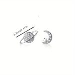 Asymmetrical Planet & Moon Stud Earrings for Women - Image 2