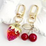 Cute Resin Fruit Keychain Bag Charm Set – Cherry & Strawberry
