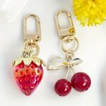 Cute Resin Fruit Keychain Bag Charm Set – Cherry & Strawberry - Image 4