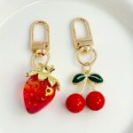 Cute Resin Fruit Keychain Bag Charm Set – Cherry & Strawberry - Image 6