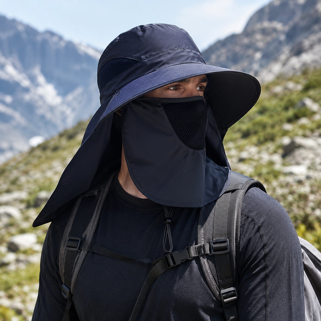 NATG504 Summer mountaineering full-protection hat, neck shawl, 1 unit - Image 1