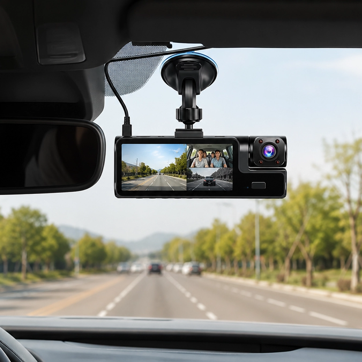 NATG592 Triple lens dash cam, front, cabin and rear, 1 unit - Image 1